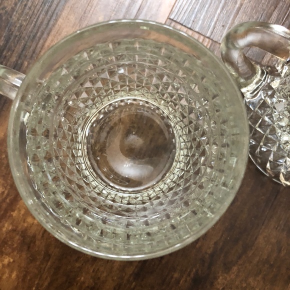 S/2 Heavy Diamond Point Cut Glass Mugs Steins for coffee, beer, hot toddy, latte - Picture 7 of 11